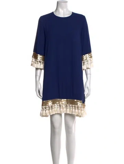 Pre-owned Mestiza New York Colorblock Pattern Mini Dress In Blue