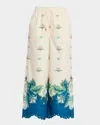 Mestiza New York Cortez Embroidered Wide-leg Cotton Pants In Neutral