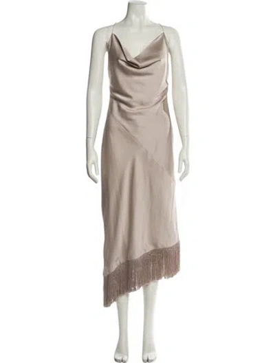Pre-owned Mestiza New York Cowl Neck Long Dress In Neutral