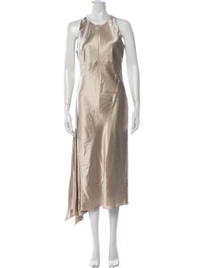 Pre-owned Mestiza New York Crew Neck Midi Length Dress In Neutrals