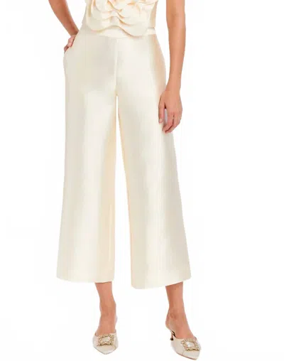 Mestiza New York Cropped Shantung Pant In Ivory In Multi