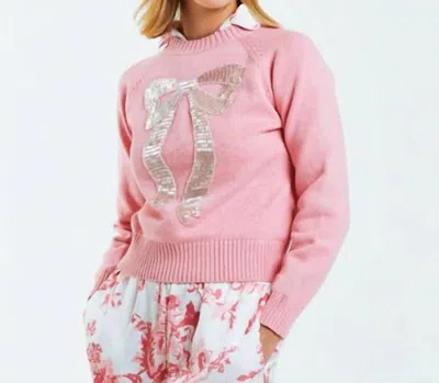 Mestiza New York Delilah Long Sleeve Cotton Sweater In Pink Bow In Multi