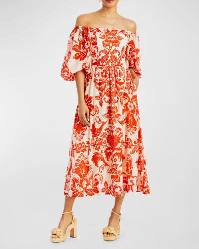 Mestiza New York Women's Delphine Printed Cotton Voile Midi-dress In Red Ivory