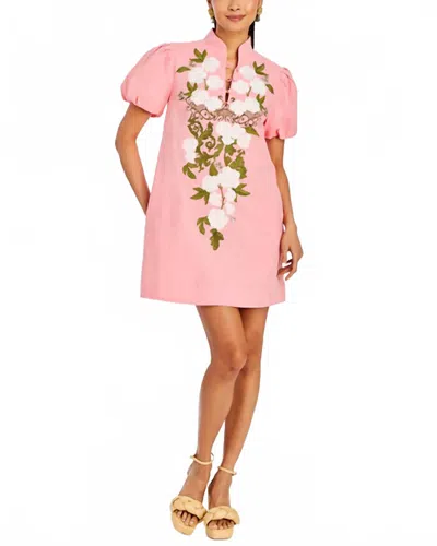 Mestiza New York Elliana Puff-sleeve Embroidered Mini Dress In Ivory Royal In Multi