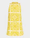 Mestiza New York Fiona Reversible Tile-print Mini Dress In Yellowyellow