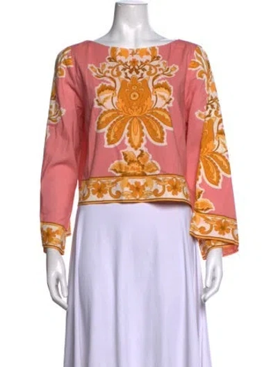 Pre-owned Mestiza New York Floral Print Bateau Neckline Top W/ Tags In Multicolor