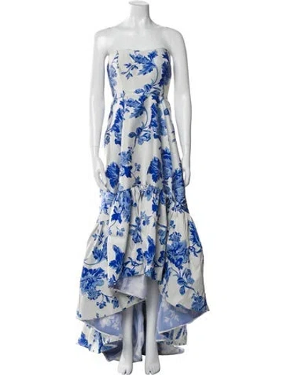 Pre-owned Mestiza New York Floral Print Long Dress In Blue