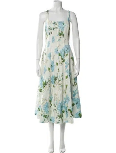 Pre-owned Mestiza New York Floral Print Long Dress In Green