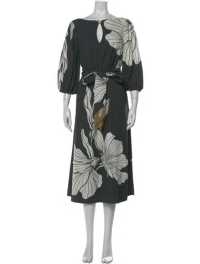 Pre-owned Mestiza New York Floral Print Long Dress In Green