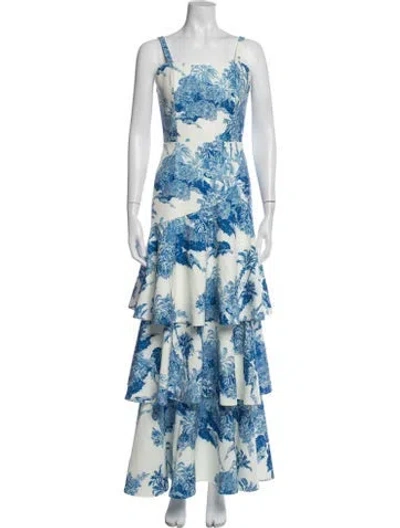 Pre-owned Mestiza New York Floral Print Long Dress In Neutral