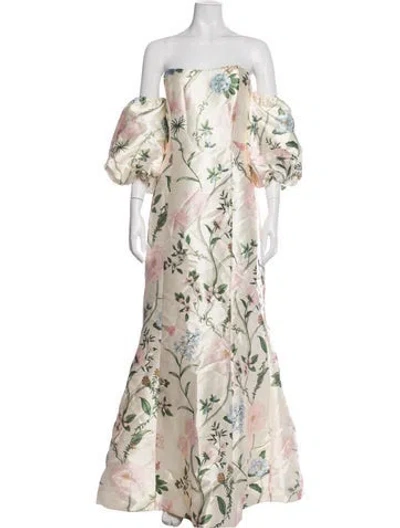 Pre-owned Mestiza New York Floral Print Long Dress In Neutrals