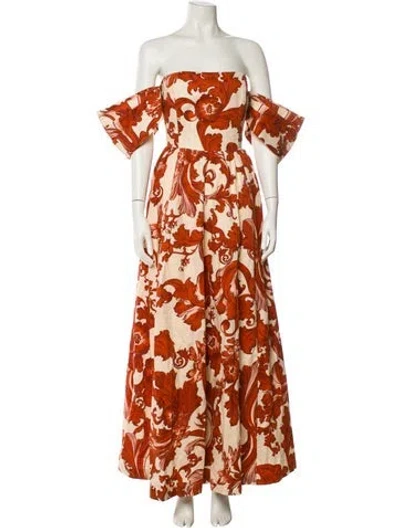 Pre-owned Mestiza New York Floral Print Long Dress In Orange