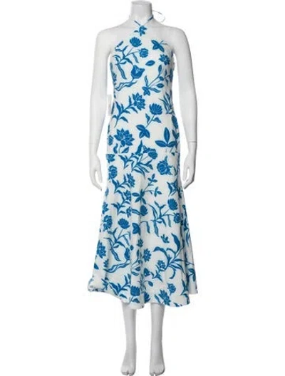 Pre-owned Mestiza New York Floral Print Long Dress W/ Tags In Blue