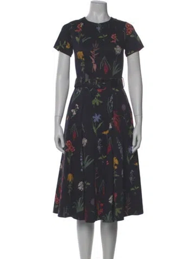 Pre-owned Mestiza New York Floral Print Midi Length Dress In Gray