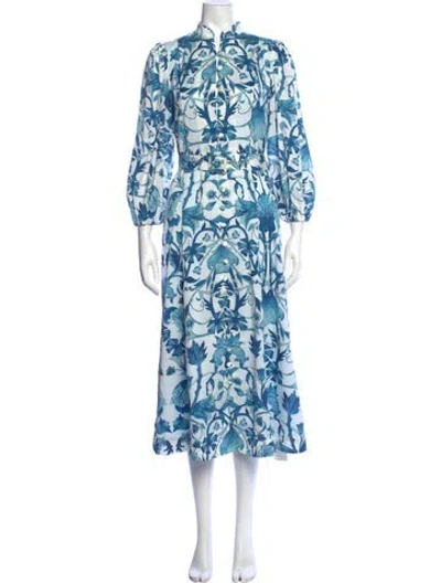 Pre-owned Mestiza New York Floral Print Midi Length Dress In Multi