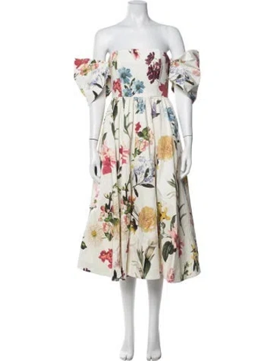 Pre-owned Mestiza New York Floral Print Midi Length Dress In Neutrals