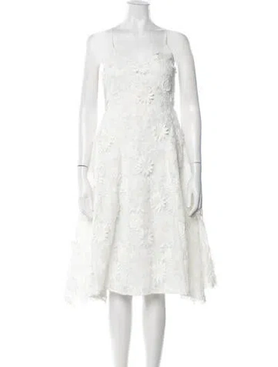 Pre-owned Mestiza New York Floral Print Midi Length Dress In White