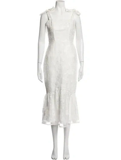 Pre-owned Mestiza New York Floral Print Midi Length Dress In White
