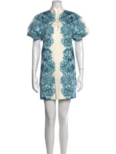Pre-owned Mestiza New York Floral Print Mini Dress In Blue