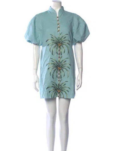 Pre-owned Mestiza New York Floral Print Mini Dress In Blue