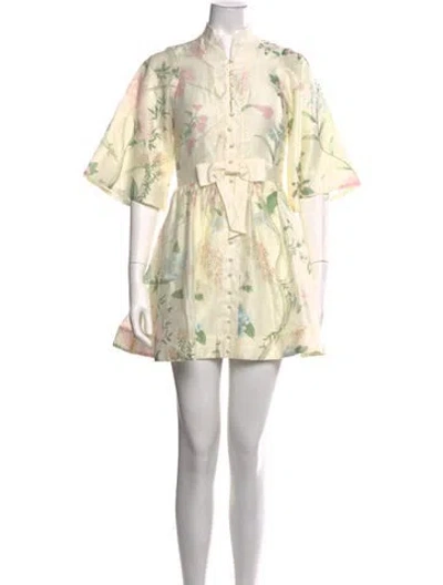 Pre-owned Mestiza New York Floral Print Mini Dress In Neutrals