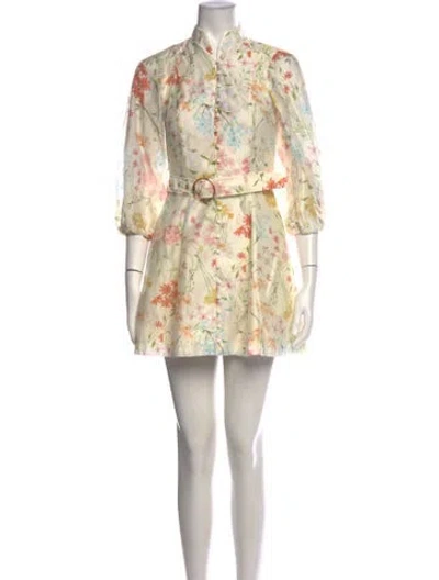 Pre-owned Mestiza New York Floral Print Mini Dress In Neutrals