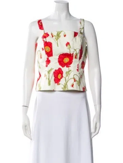 Pre-owned Mestiza New York Floral Print Square Neckline Crop Top In Multicolor