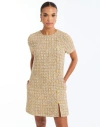 Mestiza New York Isolde Metallic Tweed Mini Dress In Gold