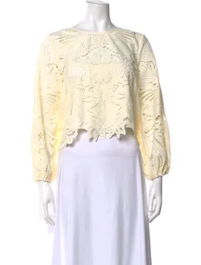 Pre-owned Mestiza New York Lace Pattern Crew Neck Crop Top W/ Tags In Neutral