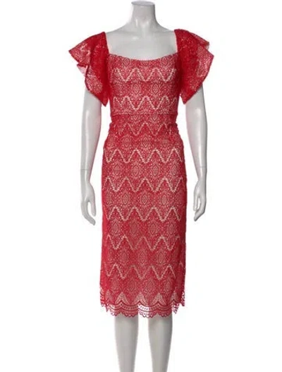 Pre-owned Mestiza New York Lace Pattern Knee-length Dress In Red