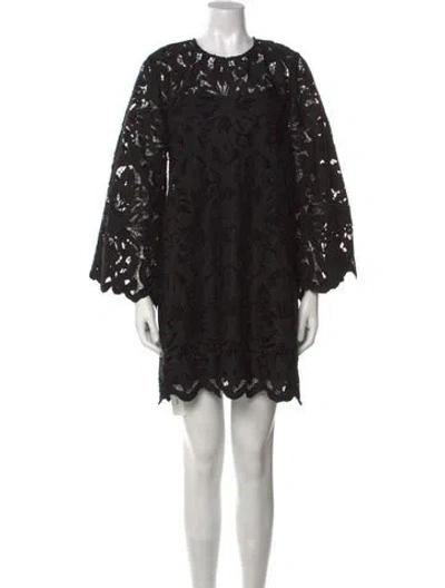 Pre-owned Mestiza New York Lace Pattern Mini Dress In Black