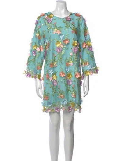 Pre-owned Mestiza New York Lace Pattern Mini Dress In Blue