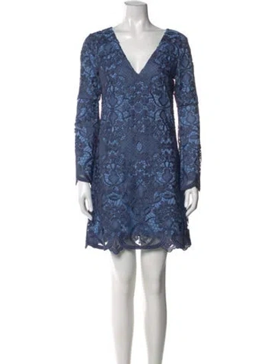 Pre-owned Mestiza New York Lace Pattern Mini Dress In Blue