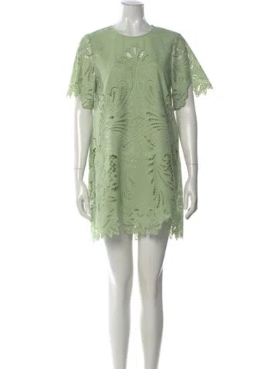 Pre-owned Mestiza New York Lace Pattern Mini Dress In Green
