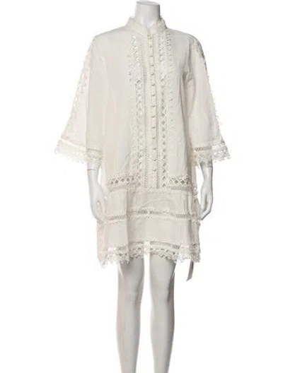 Pre-owned Mestiza New York Lace Pattern Mini Dress In White