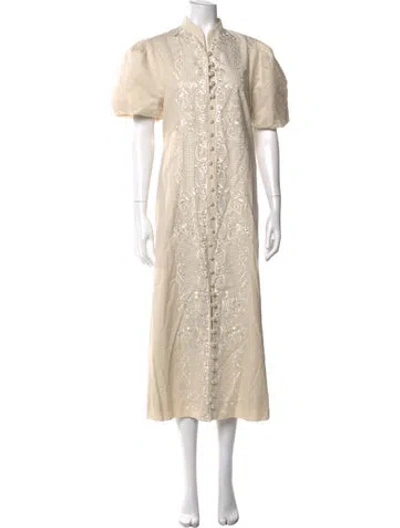 Pre-owned Mestiza New York Linen Long Dress In Neutral