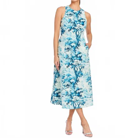 Mestiza New York Louisa Midi Dress In Blue/ivory In Multi