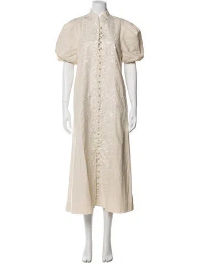 Pre-owned Mestiza New York Mock Neck Long Dress In Neutral