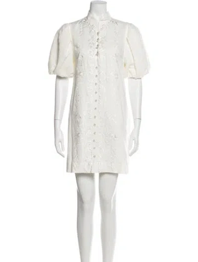 Pre-owned Mestiza New York Mock Neck Mini Dress In White