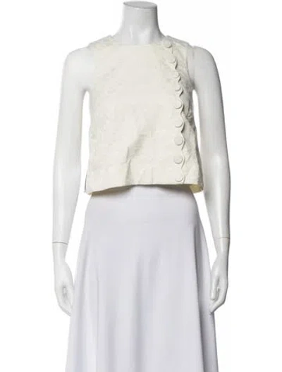 Pre-owned Mestiza New York Patterned Crew Neck Top W/ Tags In White
