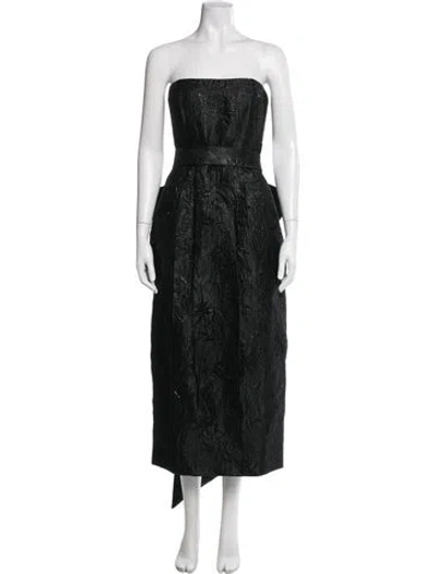 Pre-owned Mestiza New York Patterned Midi Length Dress In Black/green