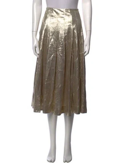 Pre-owned Mestiza New York Patterned Midi Length Skirt W/ Tags In Brown/metallic