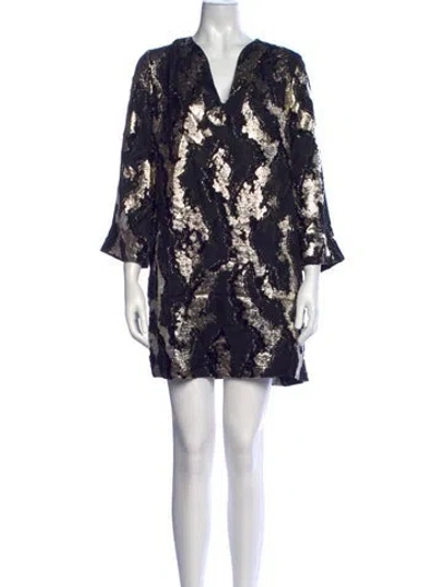 Pre-owned Mestiza New York Patterned Mini Dress In Blue