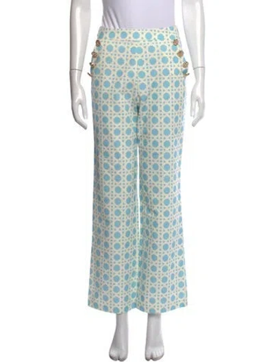 Pre-owned Mestiza New York Patterned Wide Leg Pants W/ Tags In Blue