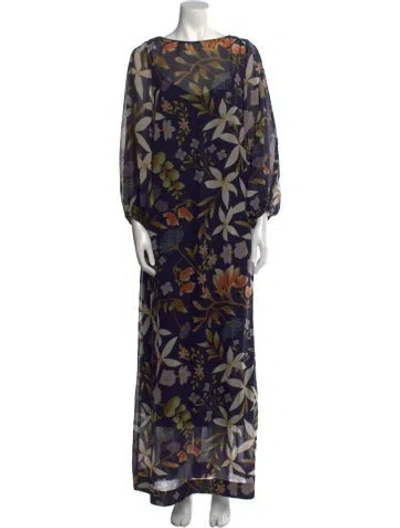Pre-owned Mestiza New York Printed Long Dress W/ Tags In Blue