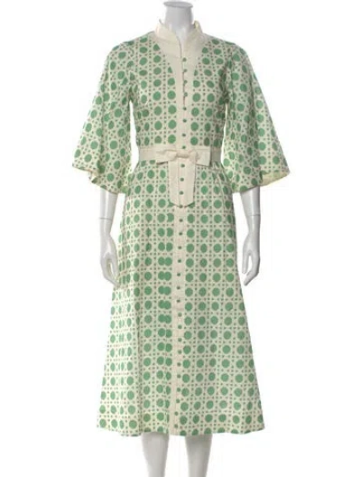Pre-owned Mestiza New York Printed Long Dress W/ Tags In Green