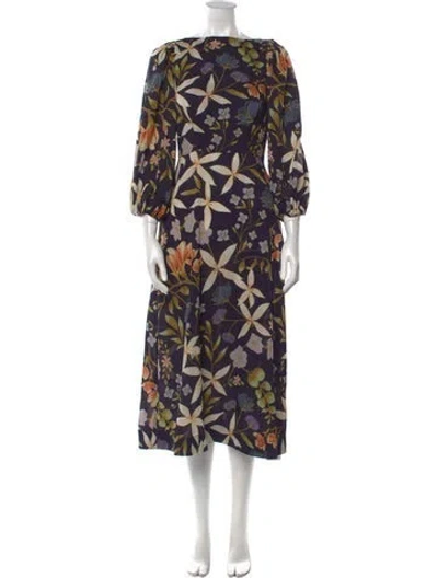 Pre-owned Mestiza New York Printed Long Dress W/ Tags In Purple