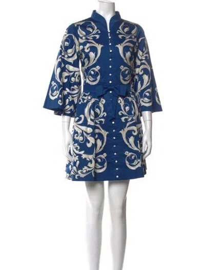 Pre-owned Mestiza New York Printed Mini Dress In Blue
