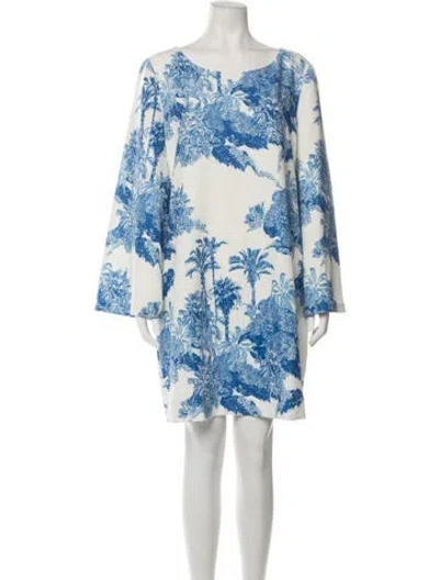 Pre-owned Mestiza New York Printed Mini Dress In Blue