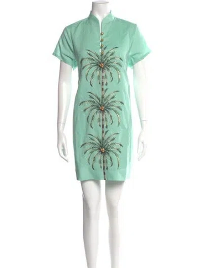 Pre-owned Mestiza New York Printed Mini Dress In Green